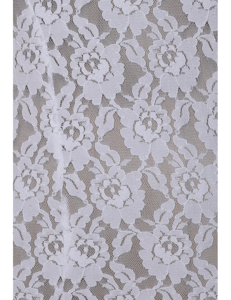 White Sheer Effect Lace Slip - S