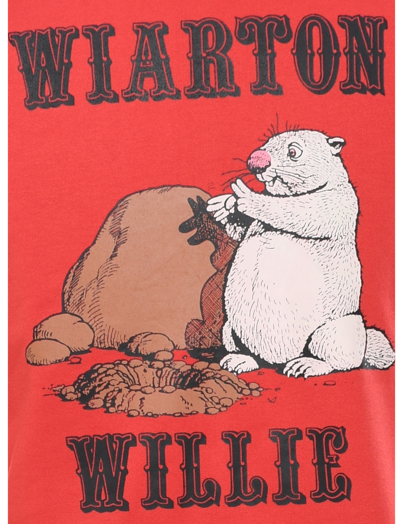 Wiarton Willie Red Vintage Printed Sweatshirt - S