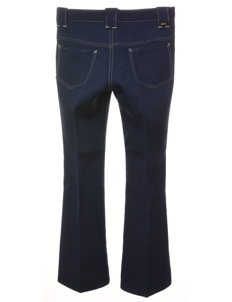 Wide Leg Navy Trousers - W31 L31