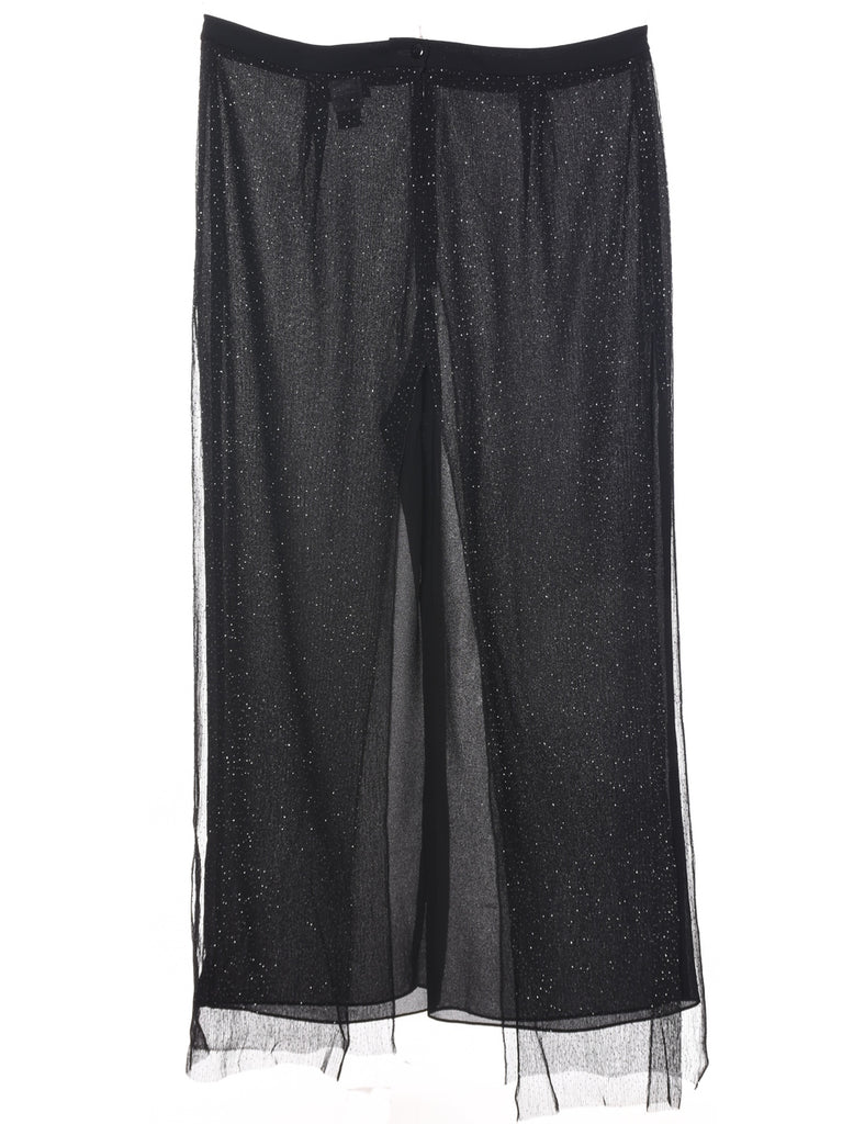 Wide Leg Sheer Glittery Trousers - W38 L31
