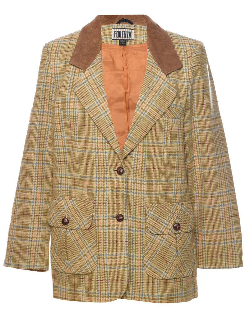 Wool Checked Blazer - M