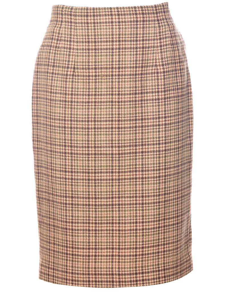 Wool Checked Pencil Skirt - S