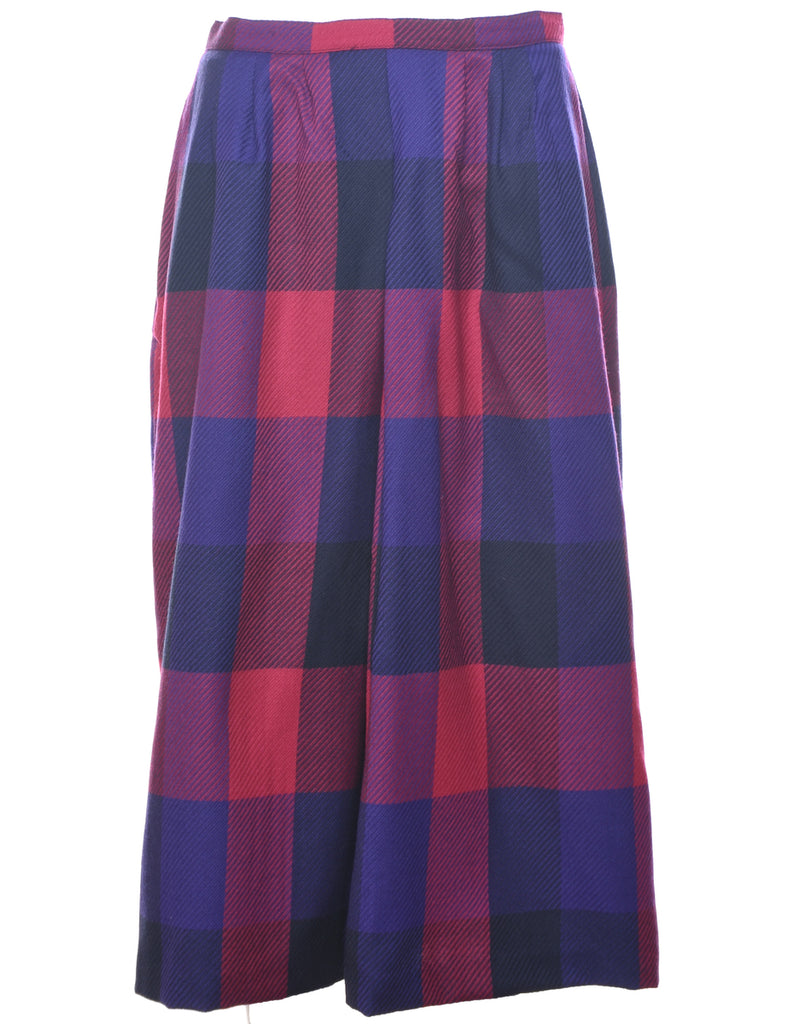 Wool Checked Pencil Skirt - M