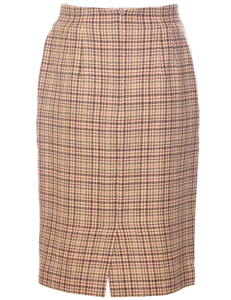Wool Checked Pencil Skirt - S