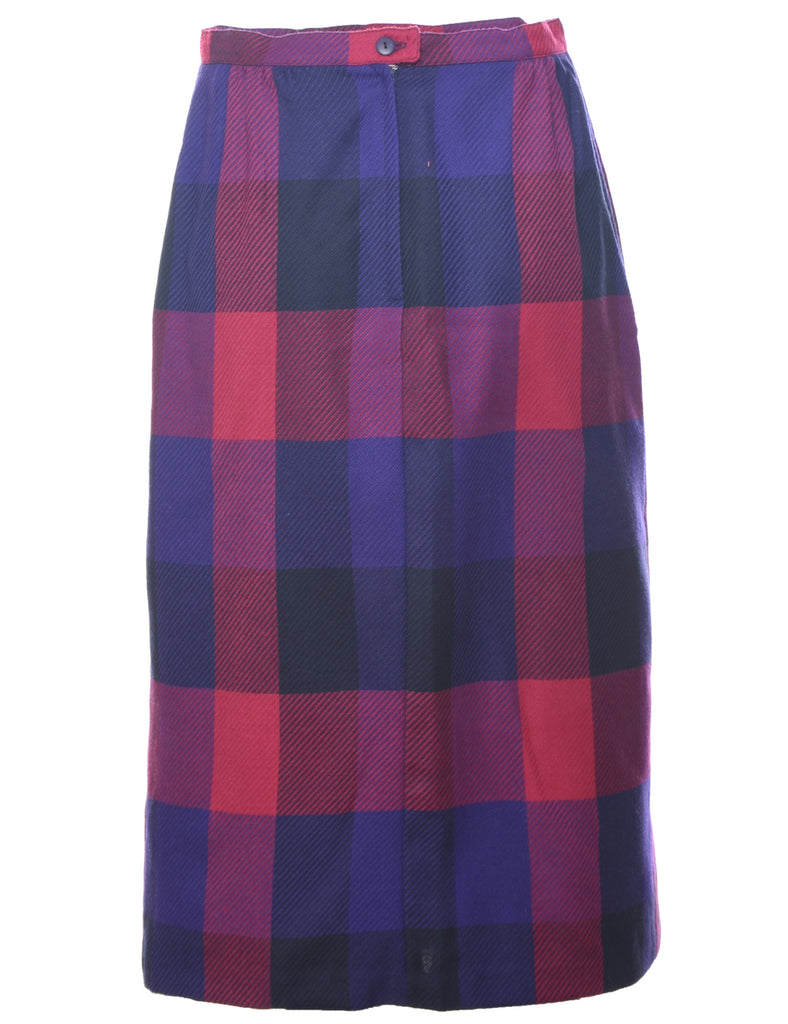 Wool Checked Pencil Skirt - M