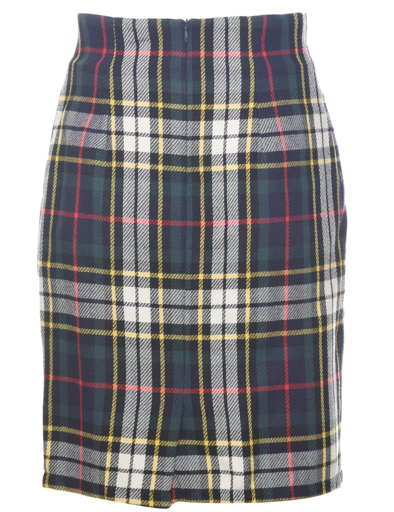 Wool Checked Pencil Skirt - M