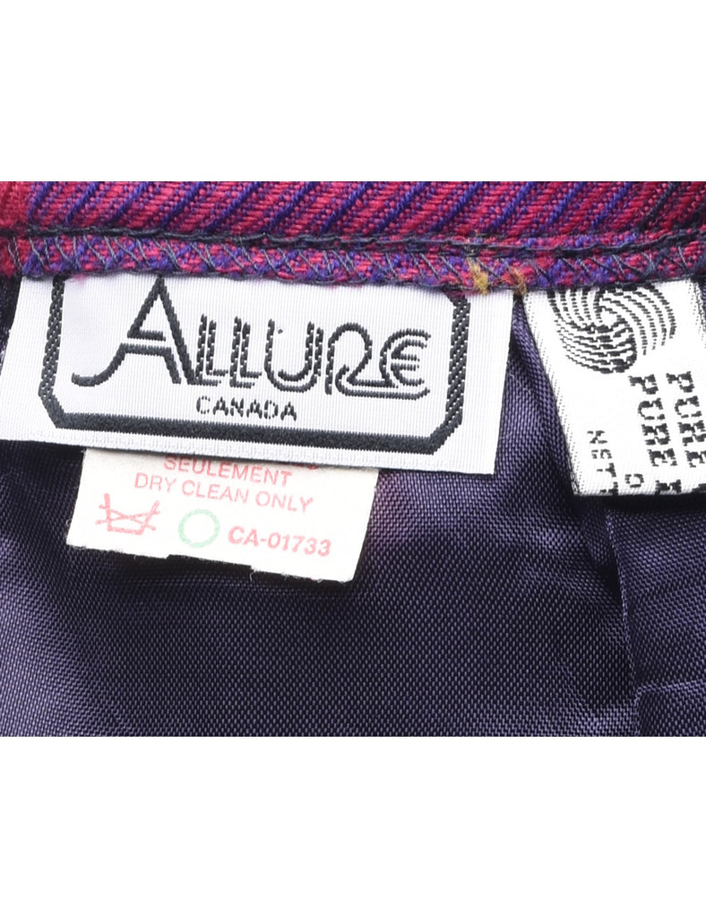 Wool Checked Pencil Skirt - M