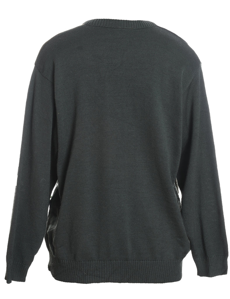 Wool Dark Green Knit Christmas Jumper - M