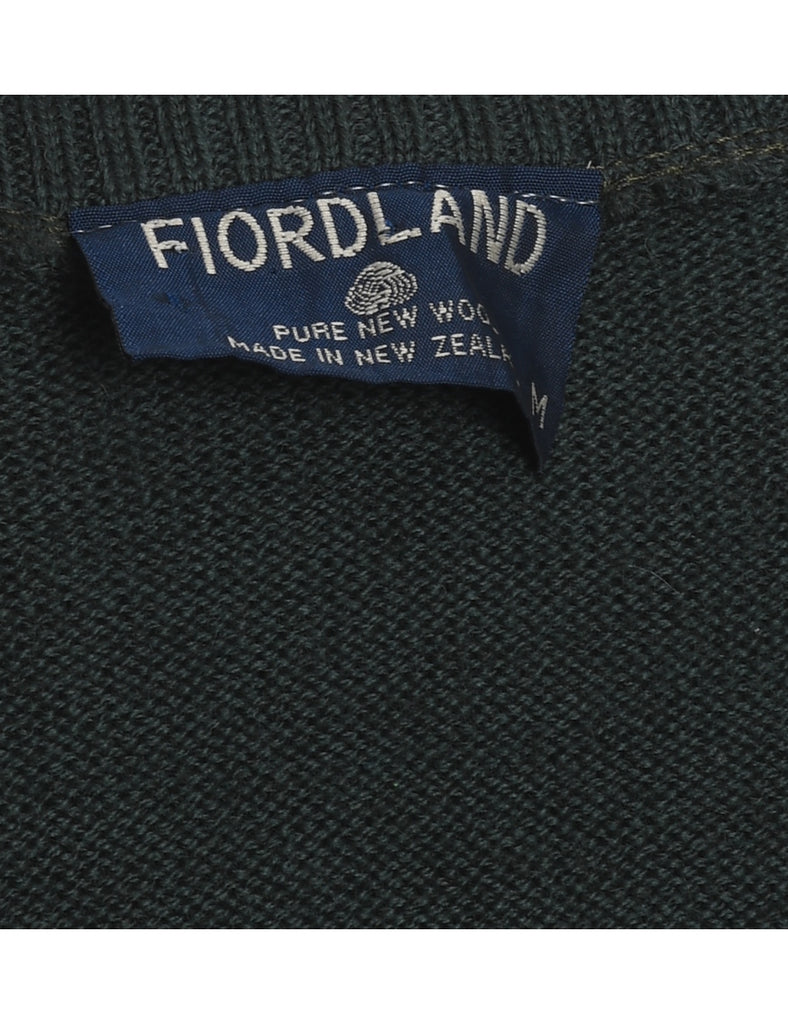 Wool Dark Green Knit Christmas Jumper - M