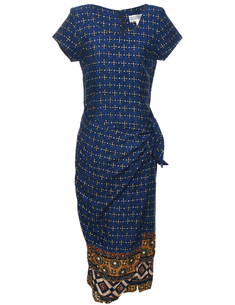 Wrap Front Style Navy Dress - S