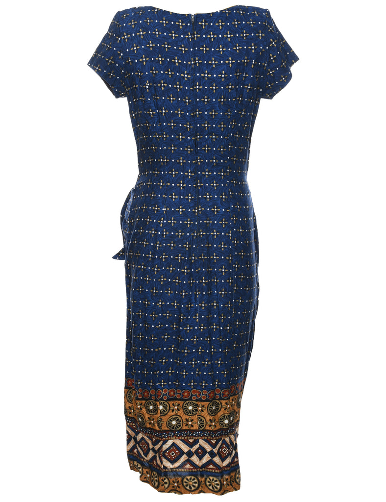 Wrap Front Style Navy Dress - S