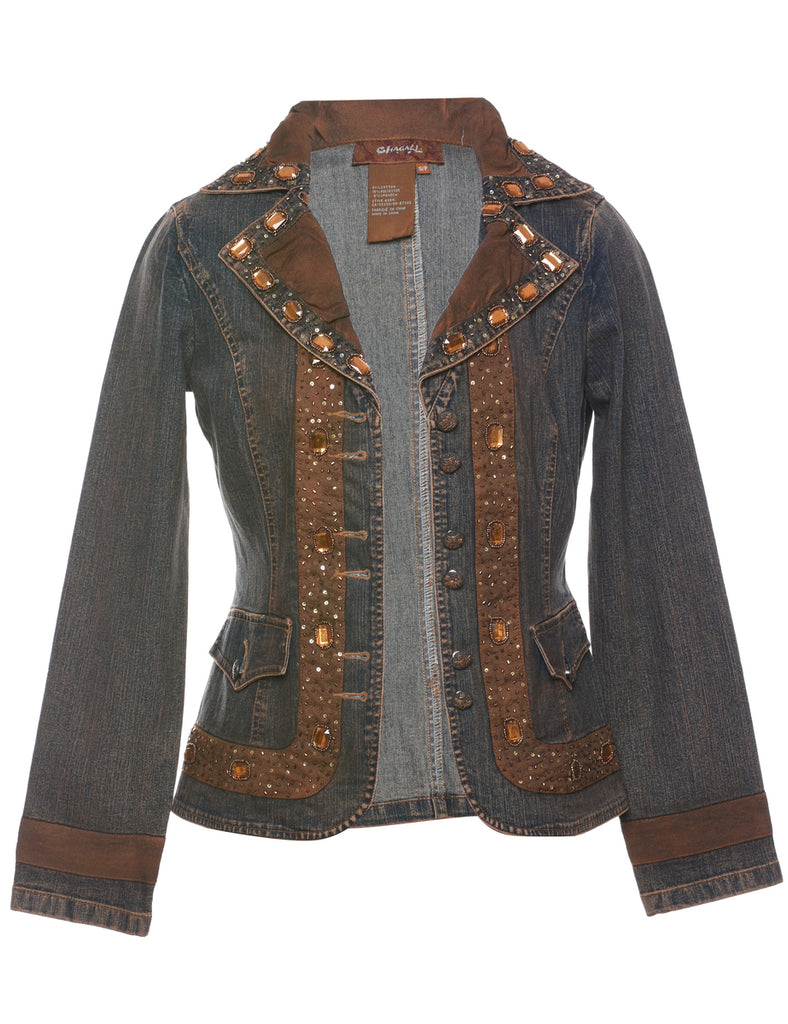 Y2K Beaded Denim Jacket - S