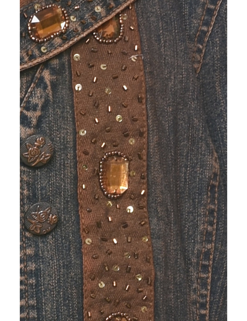 Y2K Beaded Denim Jacket - S