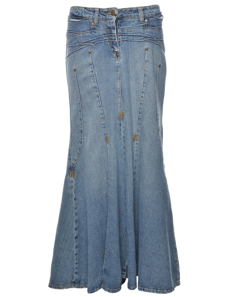 Y2K Fishtail Hem Denim Skirt - L