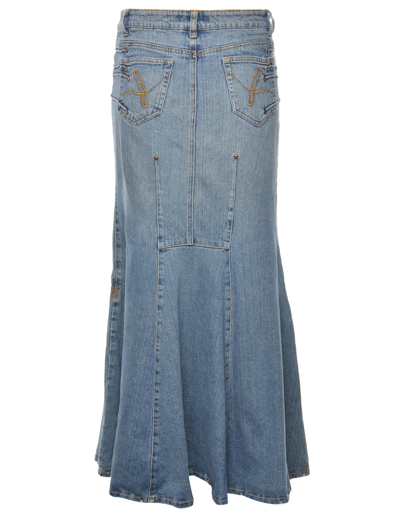 Y2K Fishtail Hem Denim Skirt - L