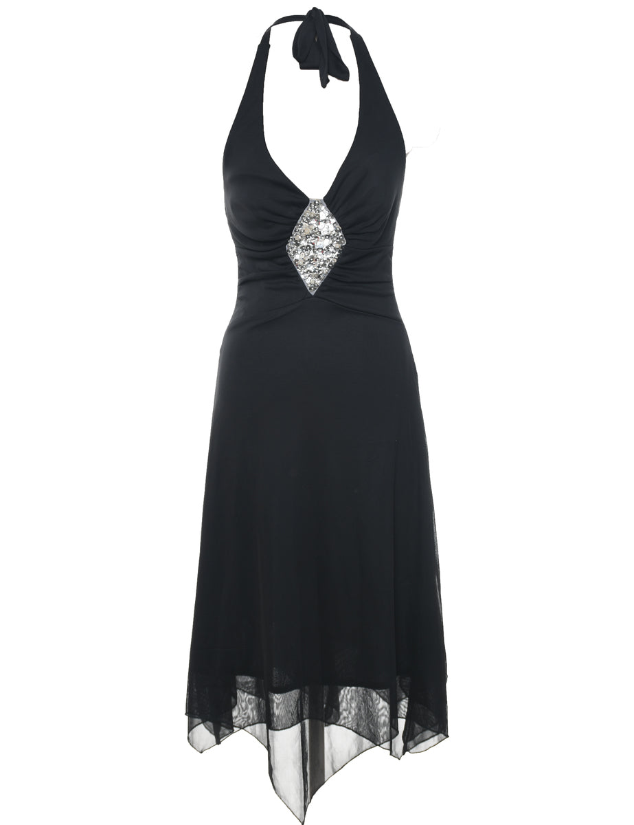 Women's Y2K Halter Evening Dress Black, XS | Beyond Retro Women's Y2K Halter Evening Dress Black, XS | Beyond Retro