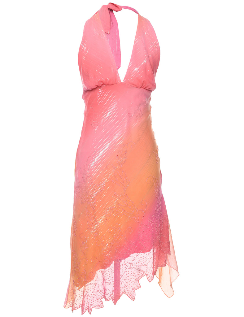 Y2K Handkerchief Hem Pink Evening Dress - XS