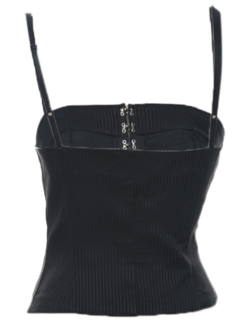 Y2K Lace Up Pinstriped Top - XS