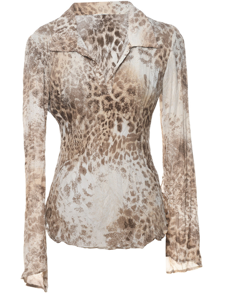 Y2K Leopard Print Top - L