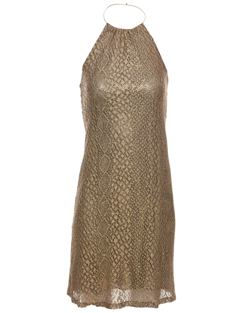Y2K Lurex Thread Pattern Evening Dress - XS