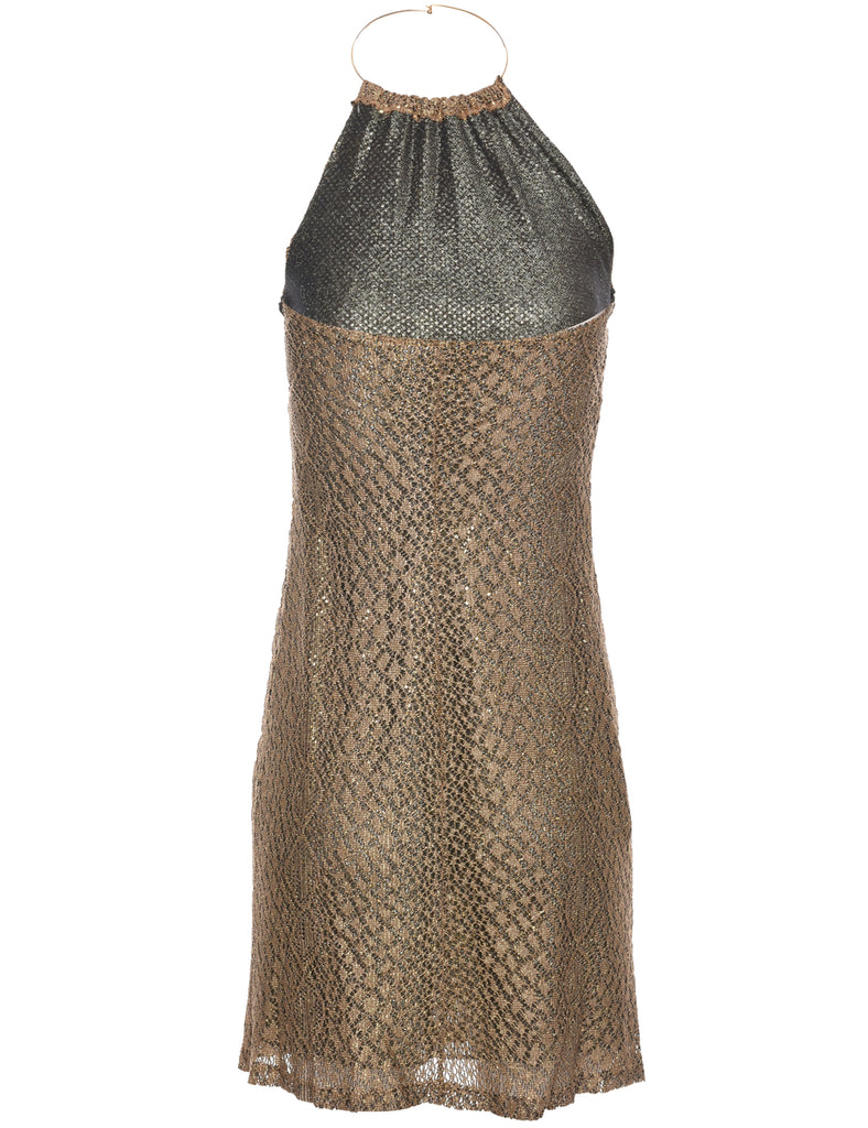 Y2K Lurex Thread Pattern Evening Dress - XS