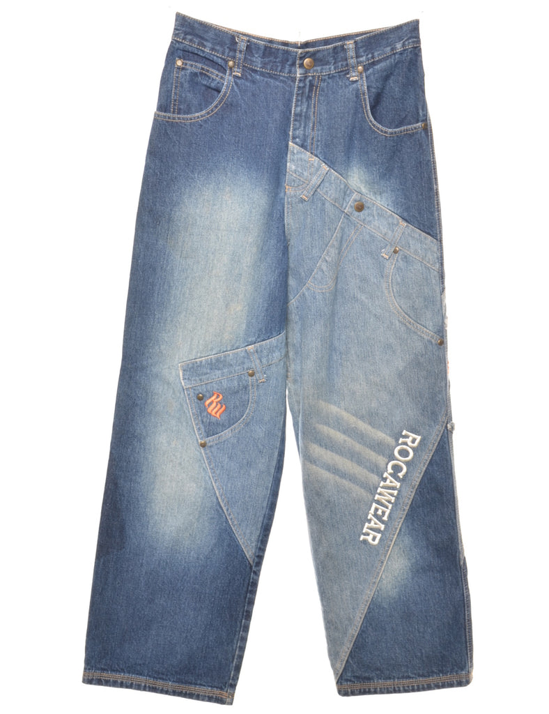 Y2K Roca Wear Patchwork Baggy Jeans - W26 L28