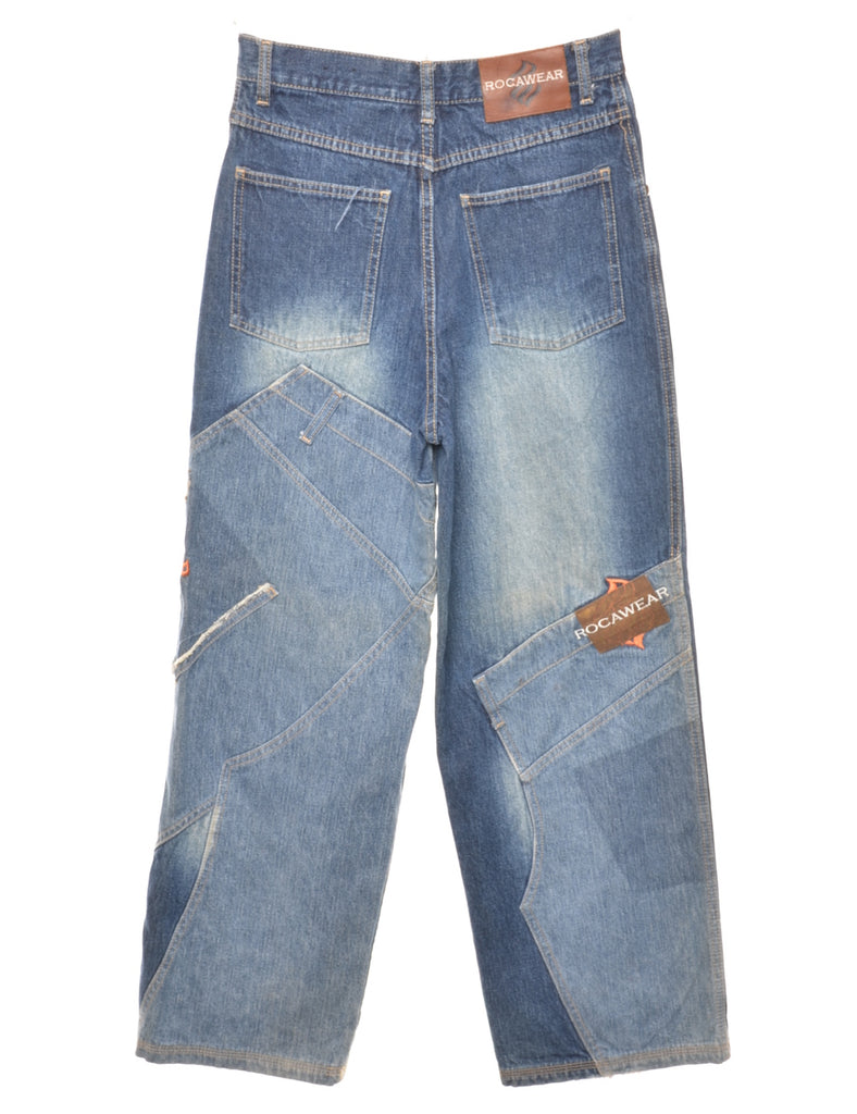 Y2K Roca Wear Patchwork Baggy Jeans - W26 L28