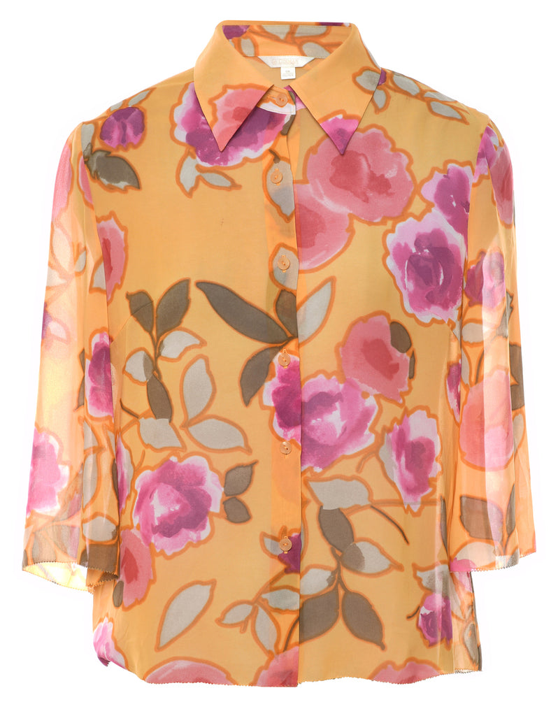 Yellow Floral Blouse - M