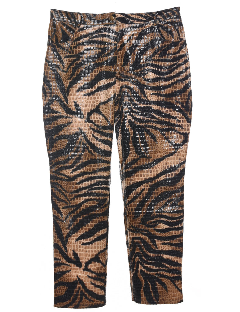 Zebra Print Brown Trousers - W36 L30