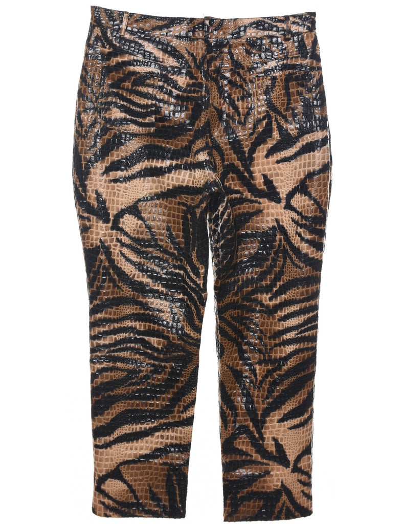 Zebra Print Brown Trousers - W36 L30