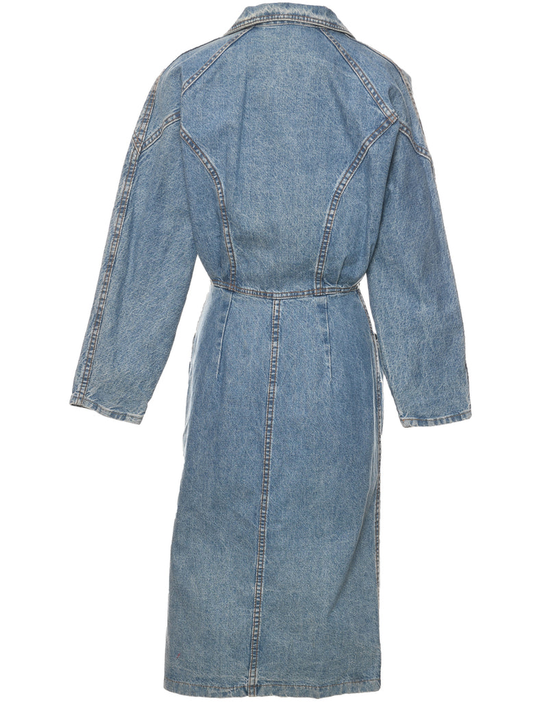 Zip Front Denim Dress - M