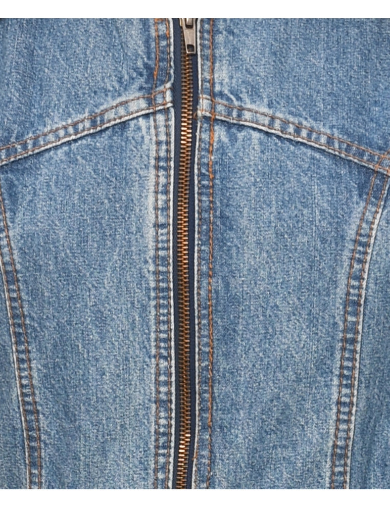 Zip Front Denim Dress - M
