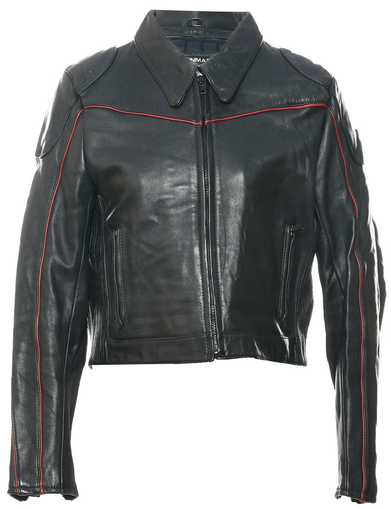 Zip Front Leather Jacket - M
