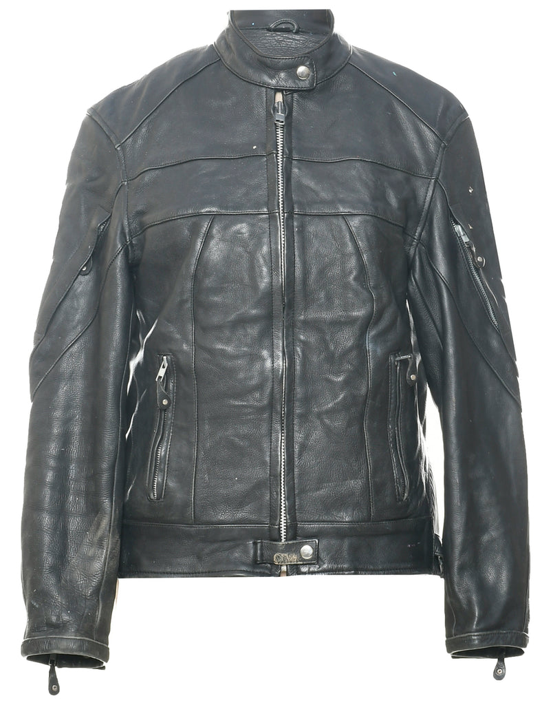 Zip Front Leather Jacket - L