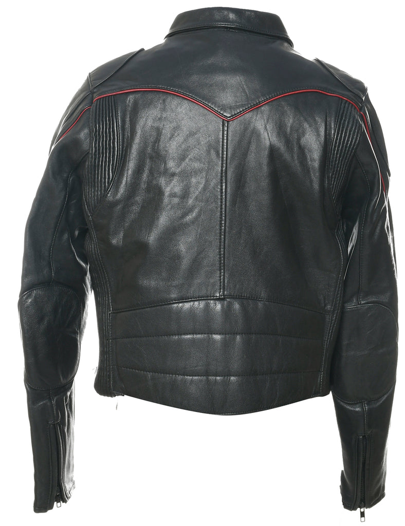 Zip Front Leather Jacket - M