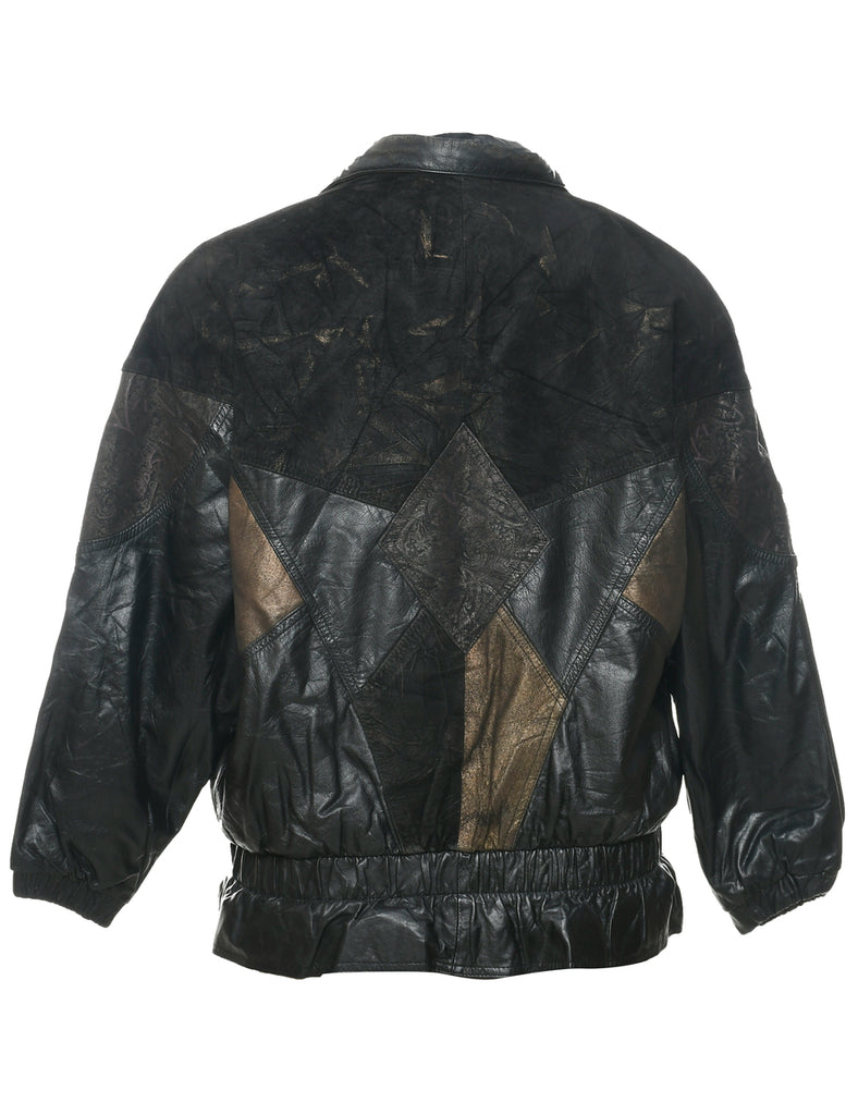 Zip Front Leather Jacket - S