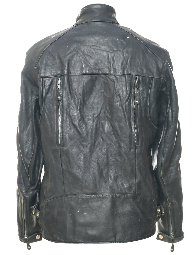 Zip Front Leather Jacket - L