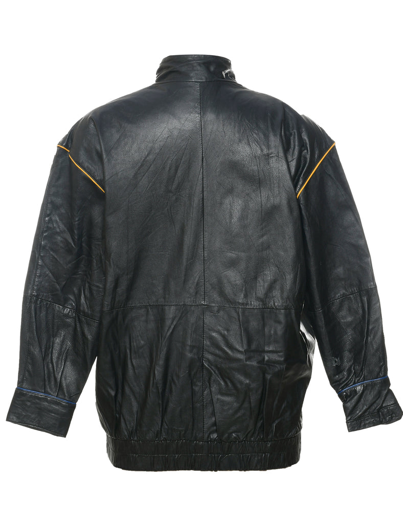 Zip Front Leather Jacket - S