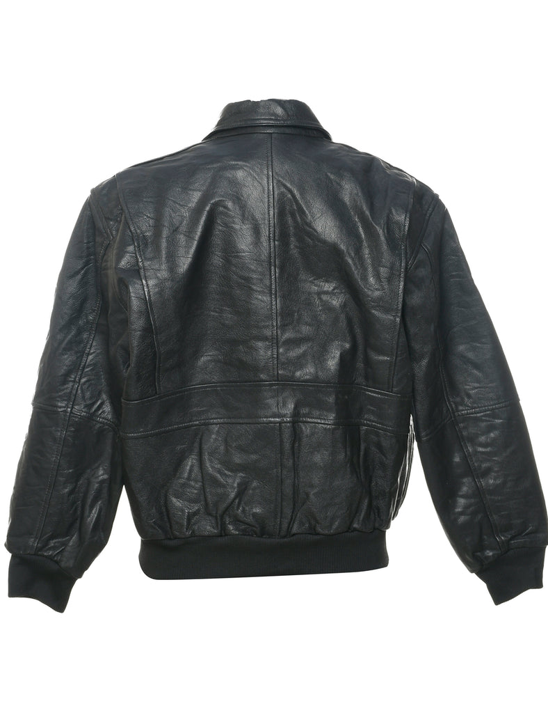 Zip Front Leather Jacket - L