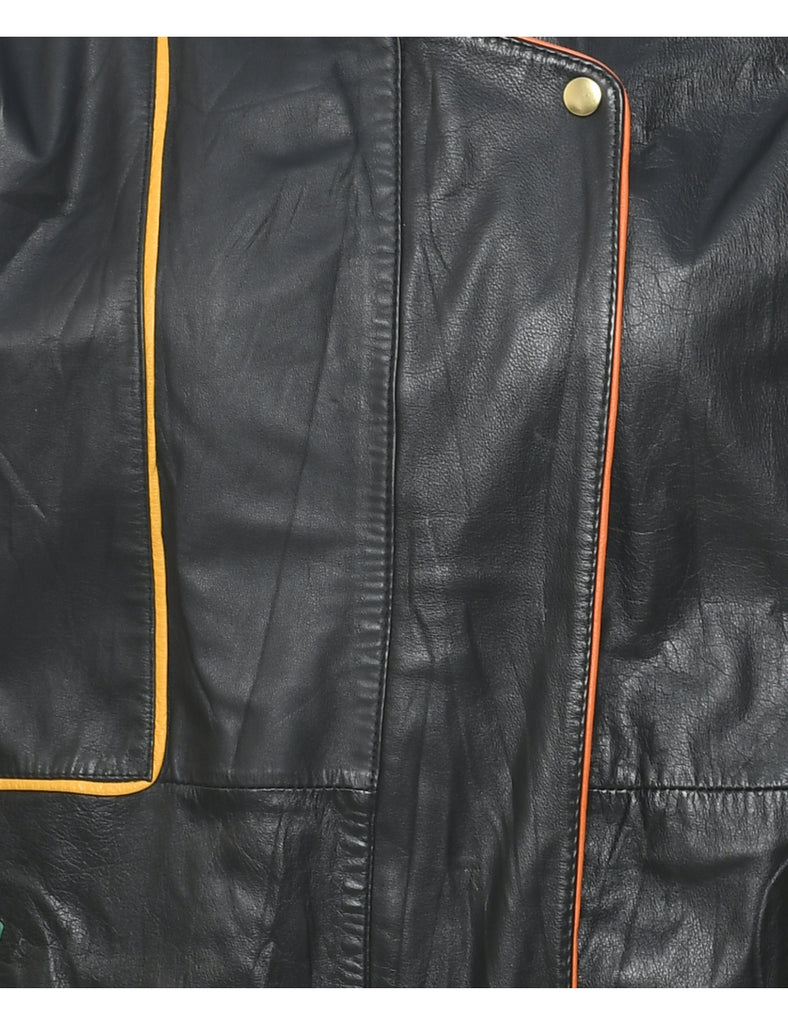 Zip Front Leather Jacket - S