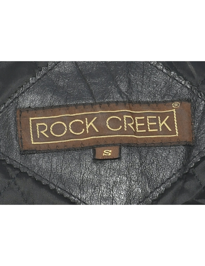 Zip Front Leather Jacket - S