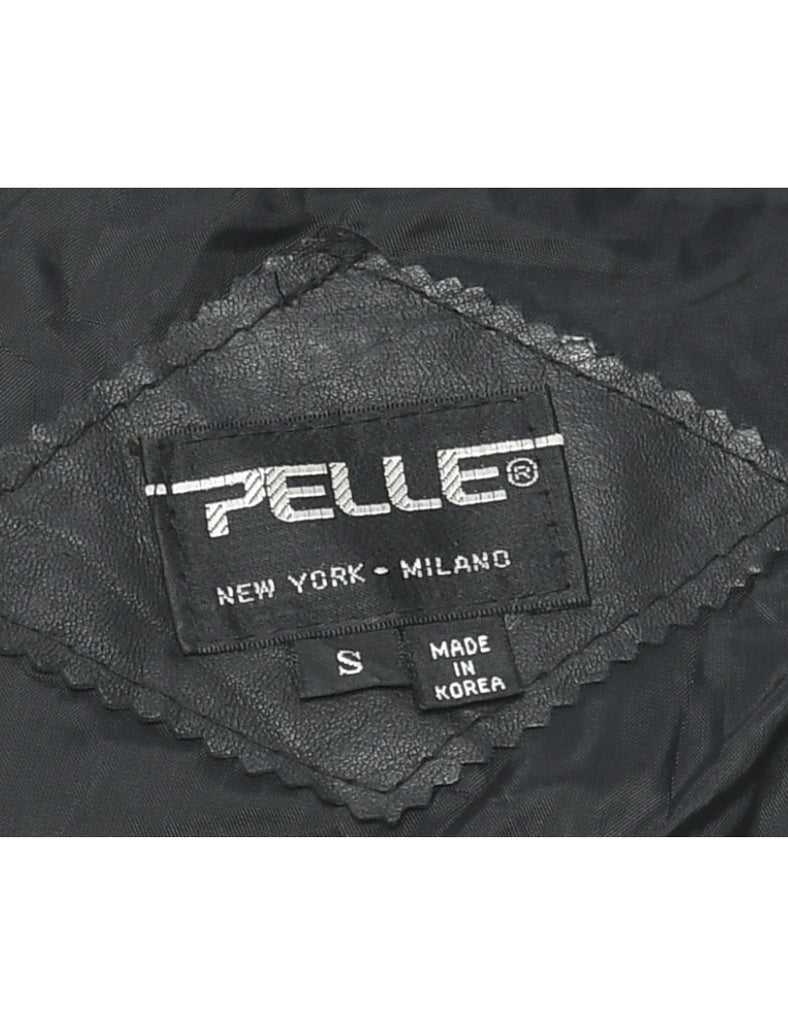 Zip Front Leather Jacket - S