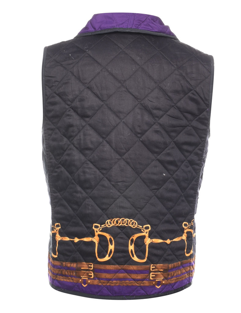 Zip-Front Multi-Colour Patterned & Quilted Waistcoat  - M