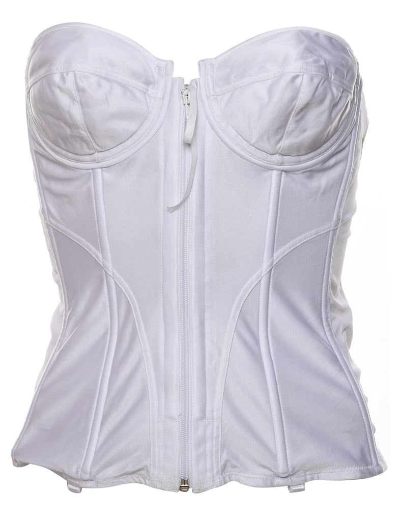 Zip Front White Corset - S