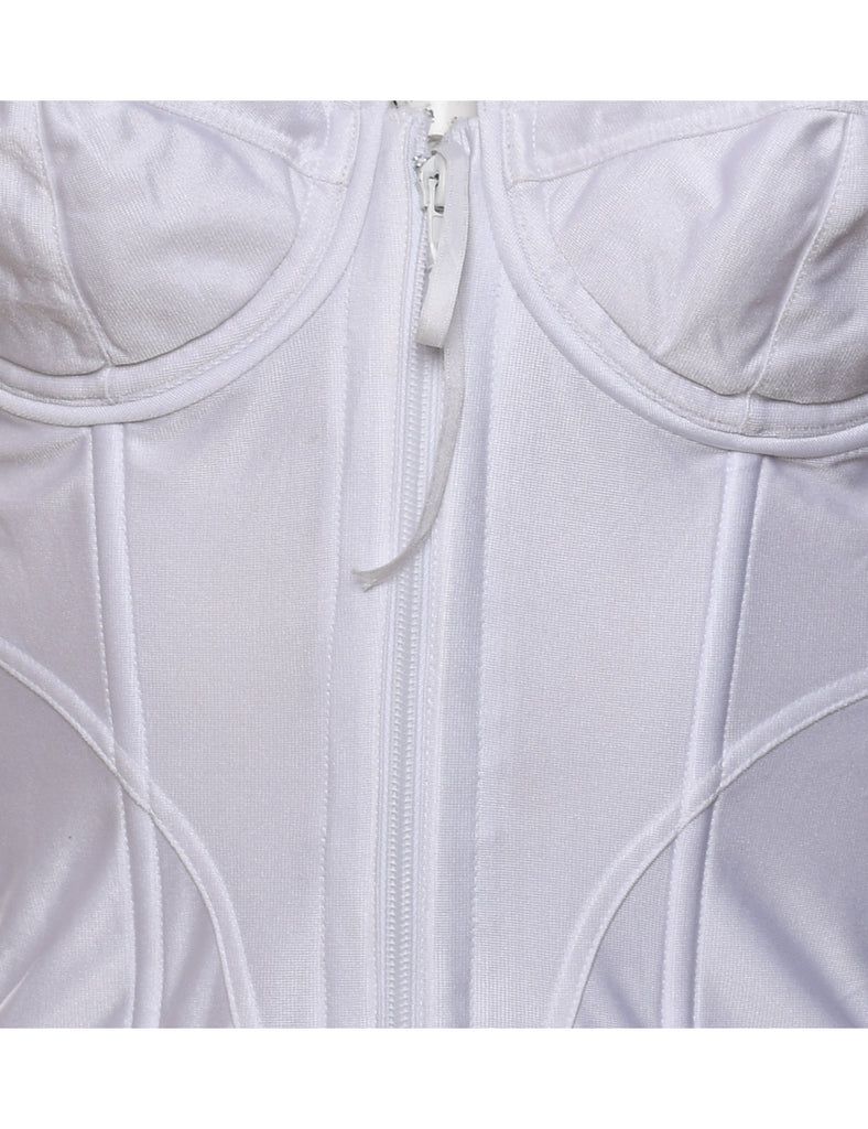 Zip Front White Corset - S