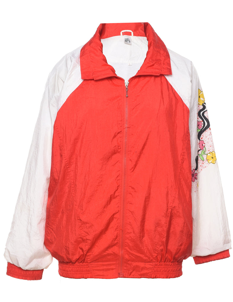 Zip Front White Nylon Jacket - L