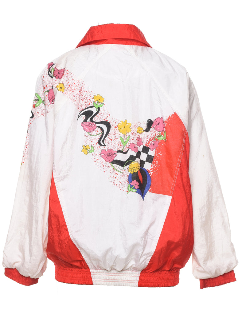 Zip Front White Nylon Jacket - L