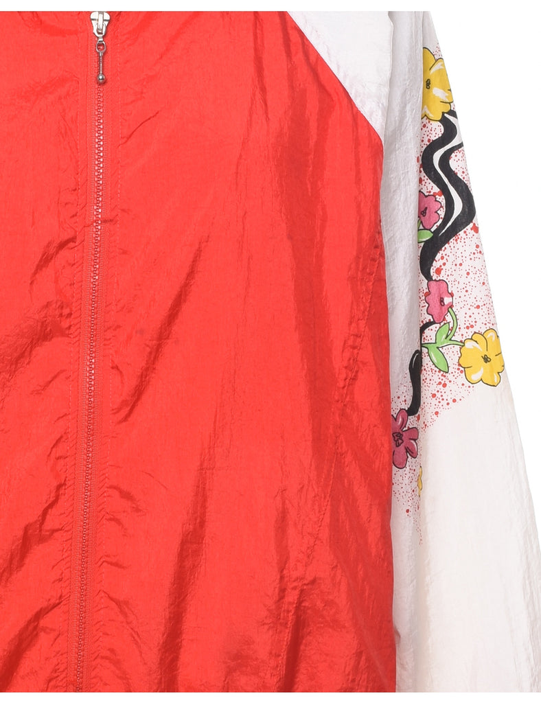 Zip Front White Nylon Jacket - L