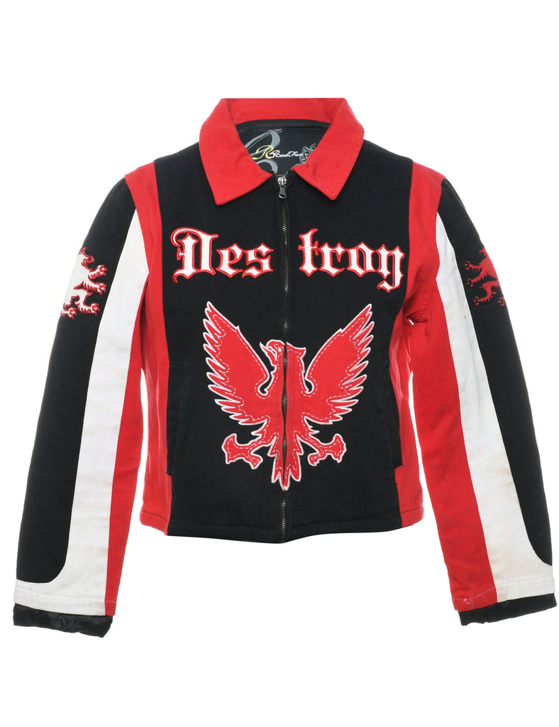 Zip Front Y2K Moto Style Jacket - M