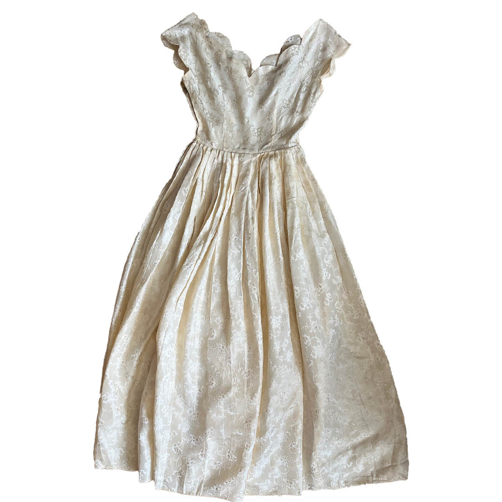 Rare 1950s Ivory Prom Wedding Dress - S